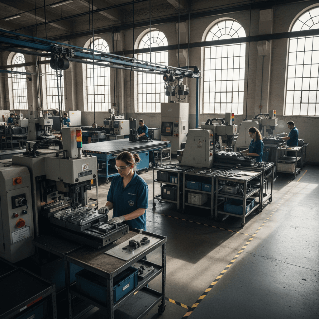 Manufacturing workstation with modern equipment